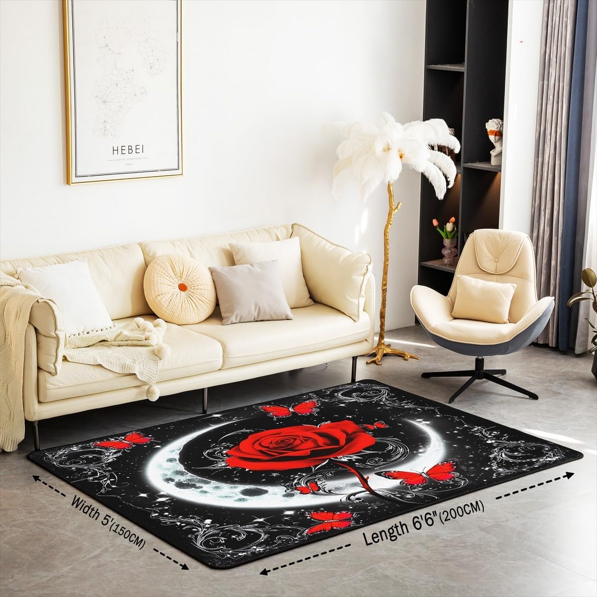Feelyou Floral Rose Indoor Floor Mat Set,Romantic Blue Rose Rugs for Living Room Bedroom Area Rug 3x5,Boys Girls,Botanical Flower Rose Accent Rug Doormats Floor Mat for All Season