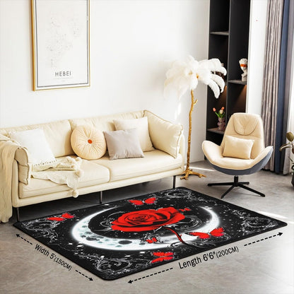 Feelyou Floral Rose Indoor Floor Mat Set,Romantic Blue Rose Rugs for Living Room Bedroom Area Rug 3x5,Boys Girls,Botanical Flower Rose Accent Rug Doormats Floor Mat for All Season