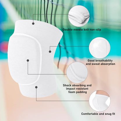 Volleyball Knee Pads, Soft Breathable Thick Sponge Youth Volleyball Knee Pads for Men Women Girls Knees Protective, Knee Pads for Volleyball Basketball Football Dance Workout Climbing etc Various Sports S (White)