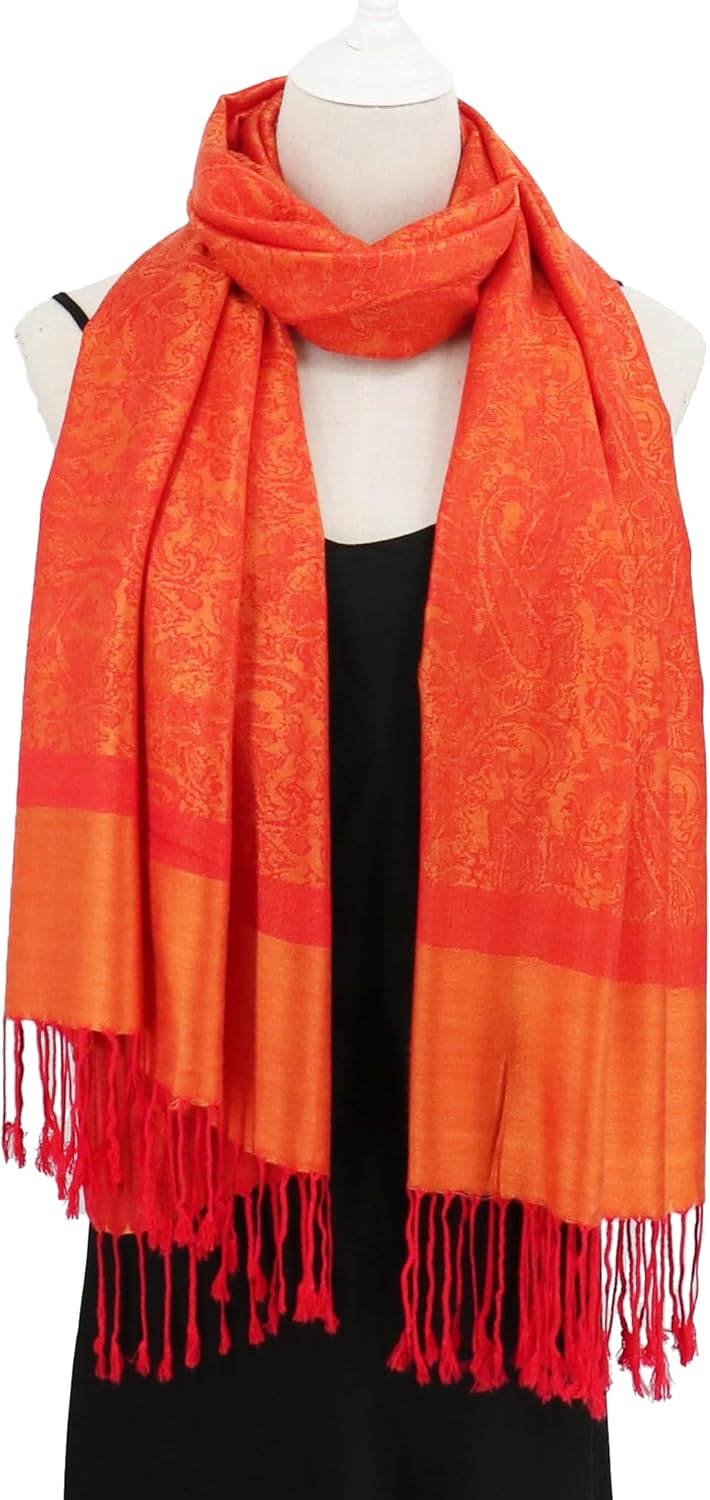 vimate Silky Paisley Pashmina Shawl Scarf-Women's Soft Double-side Jacquard Pashminas Wrap for Evening Dress Travel Shawl