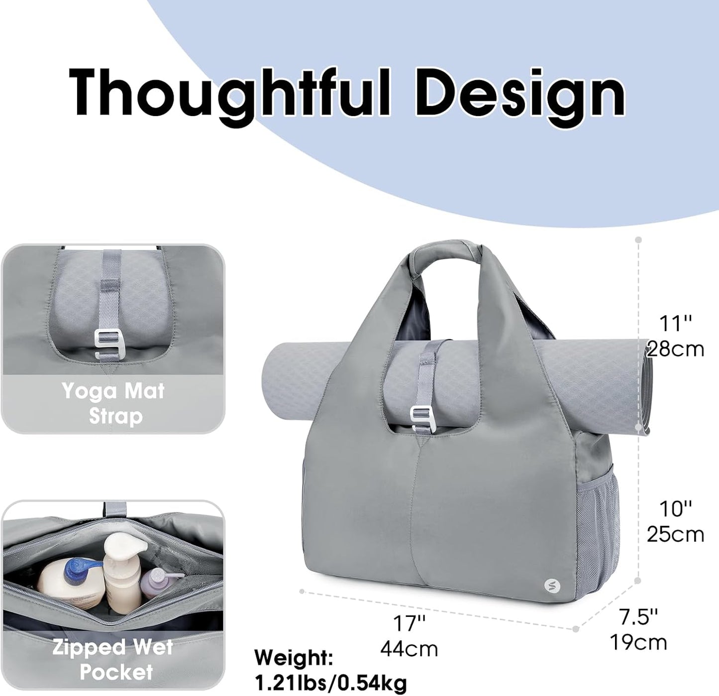 sportsnew Yoga Gym Bags for Women with Shoes Compartment & Wet Dry Storage Pockets & Adjustable Yoga Mat Holder, Patent Pending