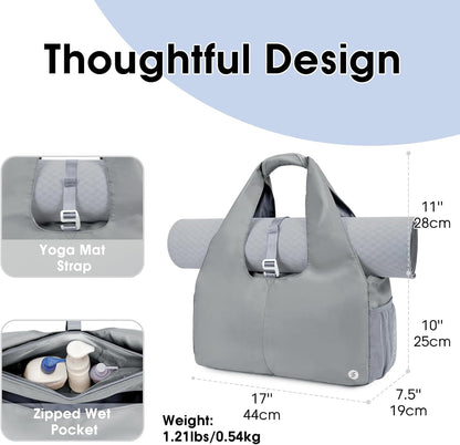 sportsnew Yoga Gym Bags for Women with Shoes Compartment & Wet Dry Storage Pockets & Adjustable Yoga Mat Holder, Patent Pending
