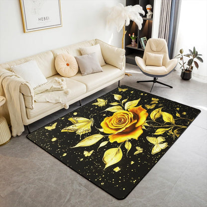 Feelyou Floral Rose Indoor Floor Mat Set,Romantic Blue Rose Rugs for Living Room Bedroom Area Rug 3x5,Boys Girls,Botanical Flower Rose Accent Rug Doormats Floor Mat for All Season