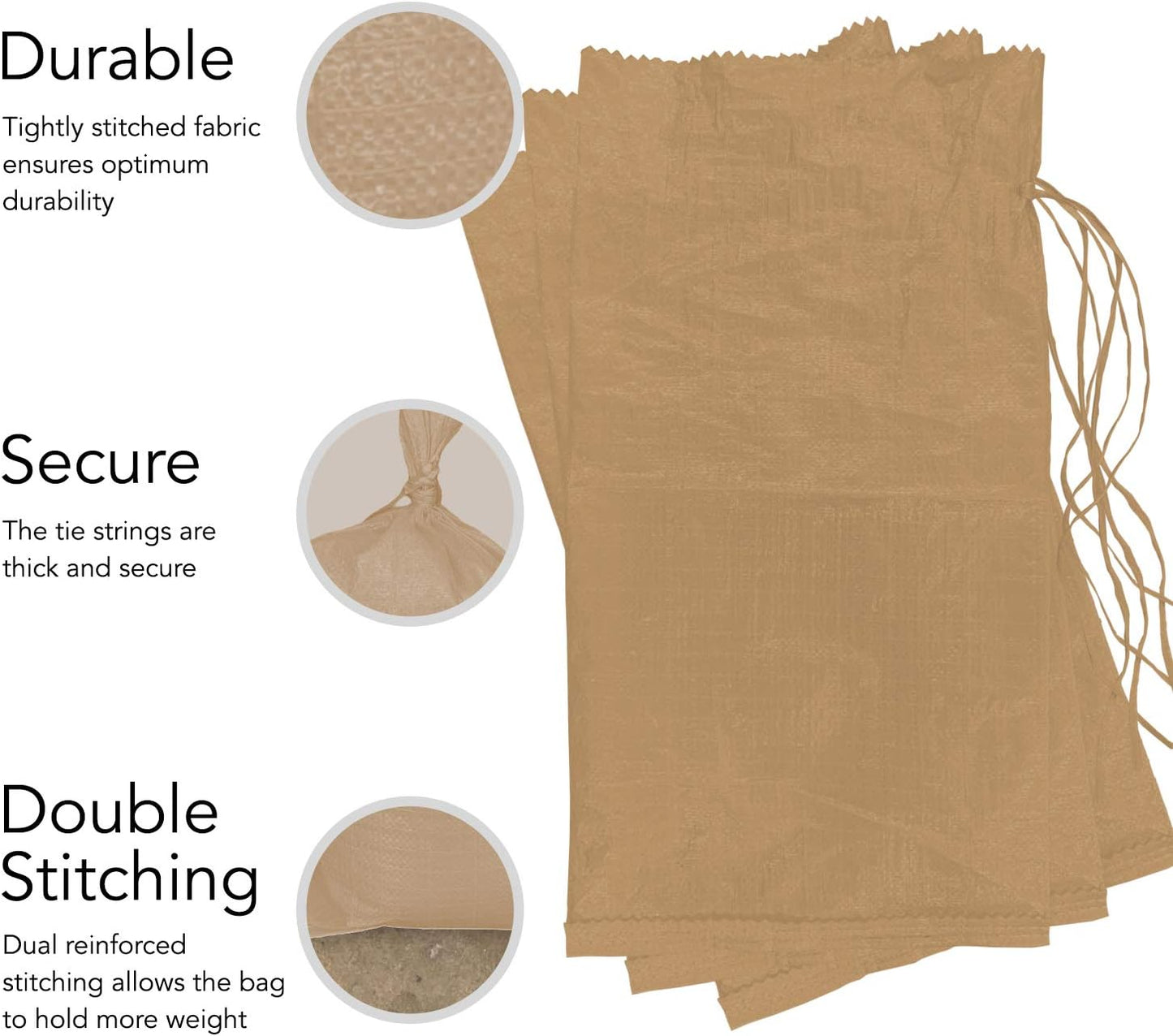 AK TRADING CO. 14" x 26" Poly Sandbags W/UV Protection & Built-in Ties - Flood Water Barrier - Tent Sandbags - Orange