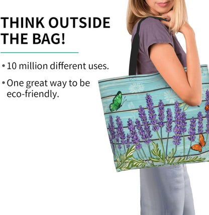 Tote Shoulder Bag Large Durable Reusable Eco-friendly Handbag Lightweight Stylish for Daily Use-19.7x15.7x5.9 Inch - Colors A