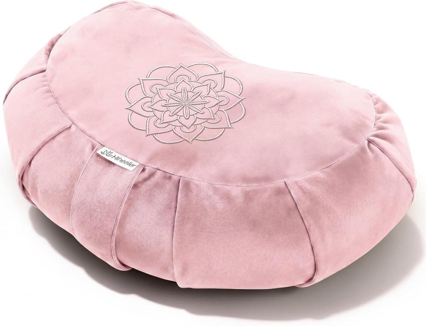 Hihealer Premium Crescent Meditation Cushion, Ergonomic Buckwheat Hull Floor Pillow for Adults, Comfortable Yoga Bolster for Meditation & Floor Sitting (Purple)
