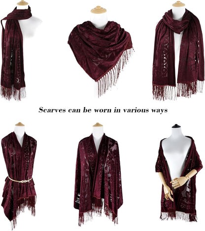 E-Clover Lace Shawl Velvet Scarfs Shawls and Wraps for Evening Dresses Wedding Shawl Wraps for Dress Accessories Winter