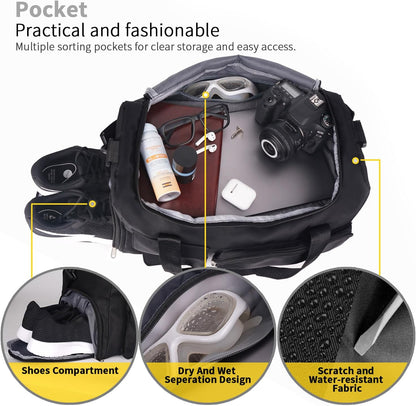 FIORETTO Women's Gym Duffle Bag with Shoes Compartment, 30L Capacity, Ideal for Travel, Gym, Sports, Duffel, Weekender