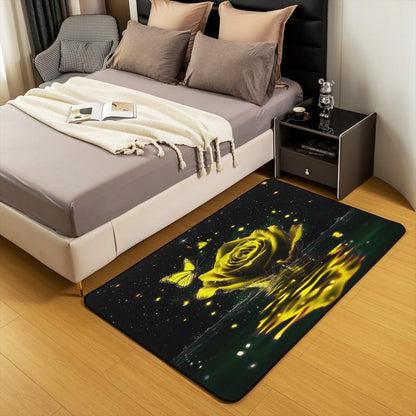 Feelyou Floral Rose Indoor Floor Mat Set,Romantic Blue Rose Rugs for Living Room Bedroom Area Rug 3x5,Boys Girls,Botanical Flower Rose Accent Rug Doormats Floor Mat for All Season