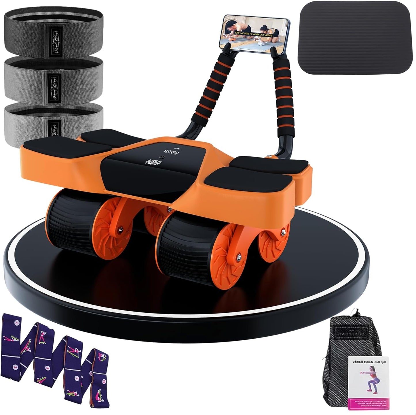 2026 New 4-Wheel Abdominal Roller with Elbow Support : Latest Upgraded High-Performance Exercise Machine With Automatic Rebound, Multi- layered Anti-Slip Design with Built-in Workout Tracker