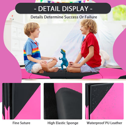Gymnastics Mat for Tumbling, Folding Tumbling Mat Exercise Mat Gym Mat Tumbling Mats for Kids, Adults, PU Leather Yoga Mat with Carrying Handles