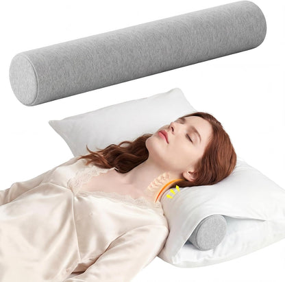Neck Roll Pillow, Memory Foam Neck Support Pillows, Round Neck Pillows, Cylinder Bolster Pillows for Bed, Couch, and Yoga, Removable Washable Cover,18 * 4.1 * 4.1inch (Cool-Blue)