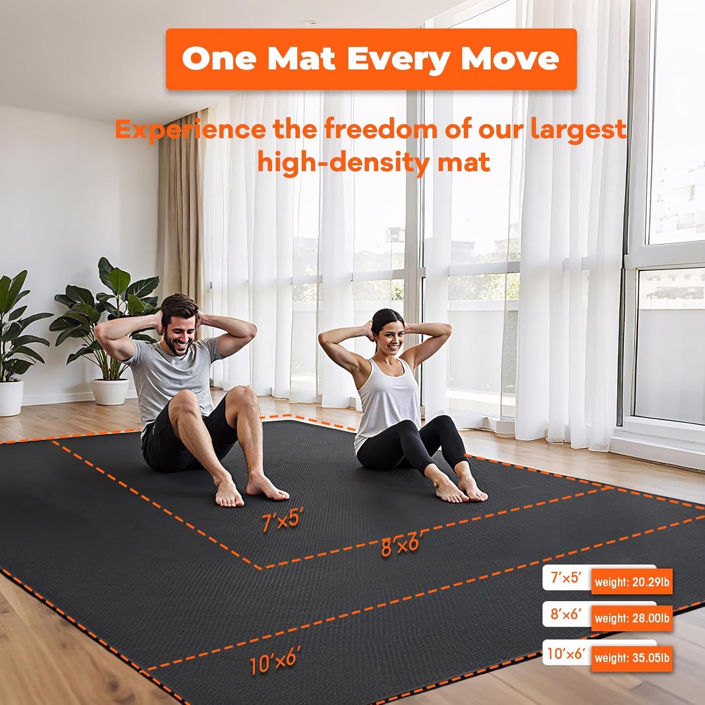 VTORY 7mm Large Workout Mat 7×5 ft – Extra Large Wide Yoga Mat & Pilates Mat Thick, Non-Slip Exercise Mat for Home Gym, Home Workout, HIIT, Strength, Stretching