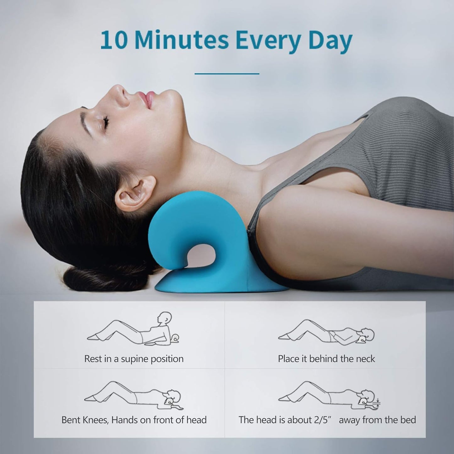 RESTCLOUD Neck and Shoulder Relaxer, Cervical Traction Device for TMJ Pain Relief and Cervical Spine Alignment, Chiropractic Pillow, Neck Stretcher (Black)