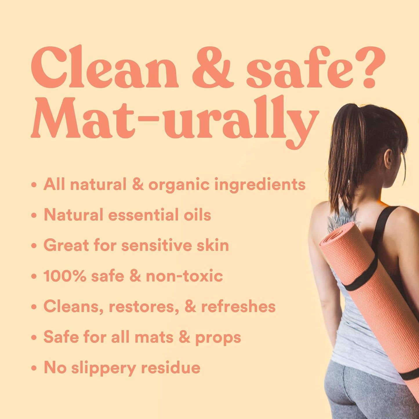 ASUTRA Yoga Mat Cleaner Spray (Peaceful Lavender), 4 fl oz - No Slippery Residue, Organic Essential Oils, Deep-Cleansing for Fitness Gear & Gym Equipment, Microfiber Towel Included