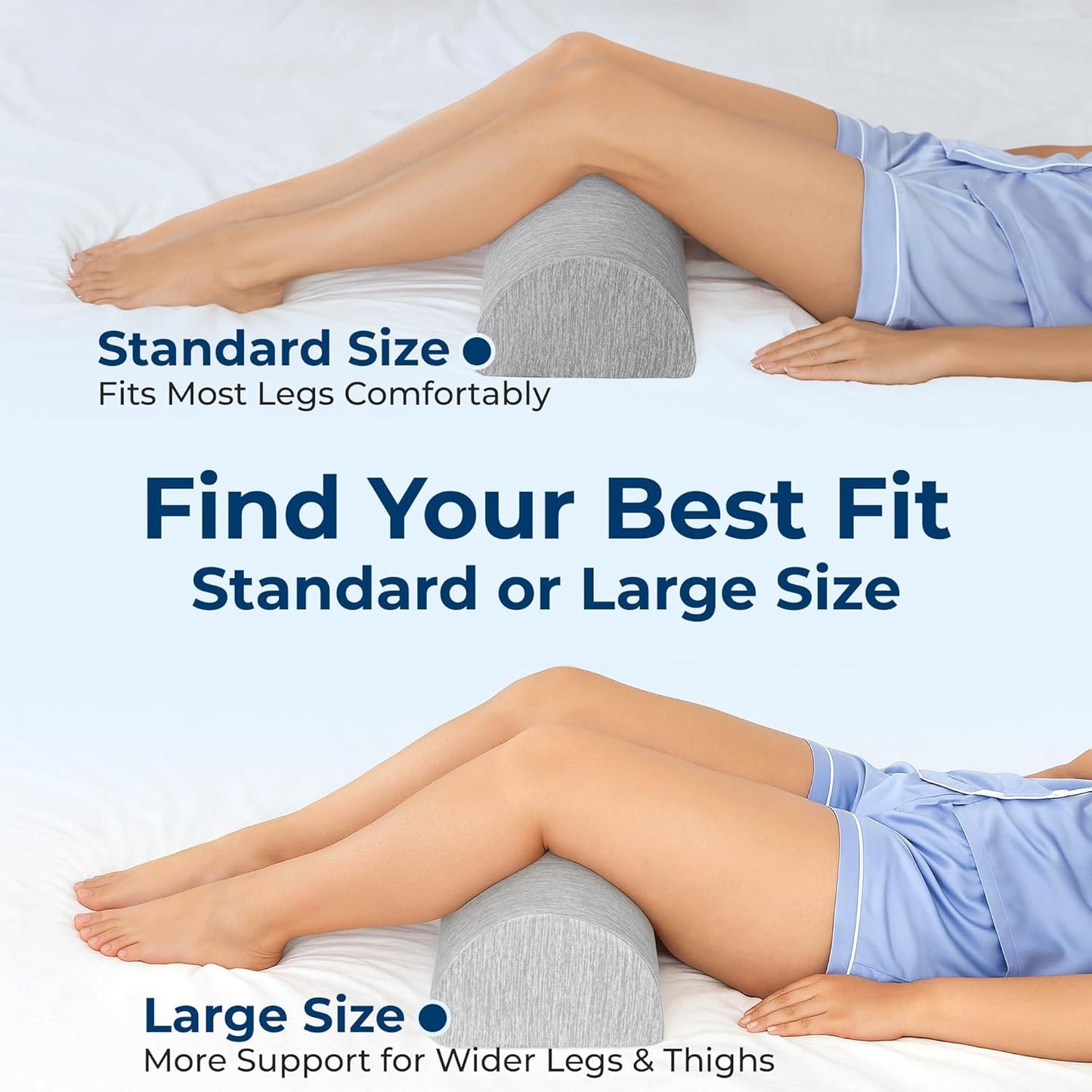 5 STARS UNITED Knee Pillow for Back Sleeping – Half Moon Bolster Pillow for Legs, Under Knee Pillow for Sleeping on Back, Memory Foam Leg Pillow for Back Pain, White