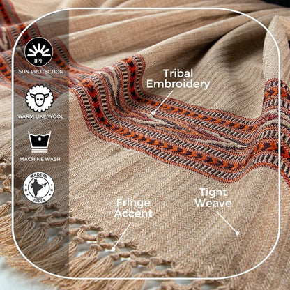 Exotic Meditation Shawl - Large Unisex Prayer Wrap, Oversize Scarf & Versatile Indian Stole Blanket