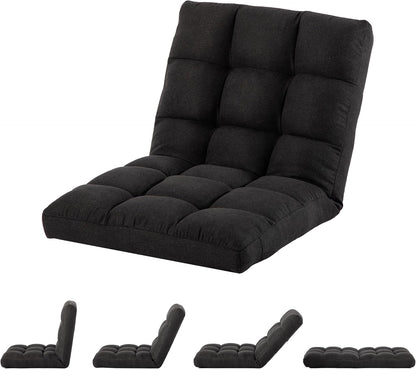 Floor Chair with Back Support Folding Chair with 6 Adjustable Position, Padded Sleeper Bed, Floor Gaming Chair, Meditation Chair for Adults