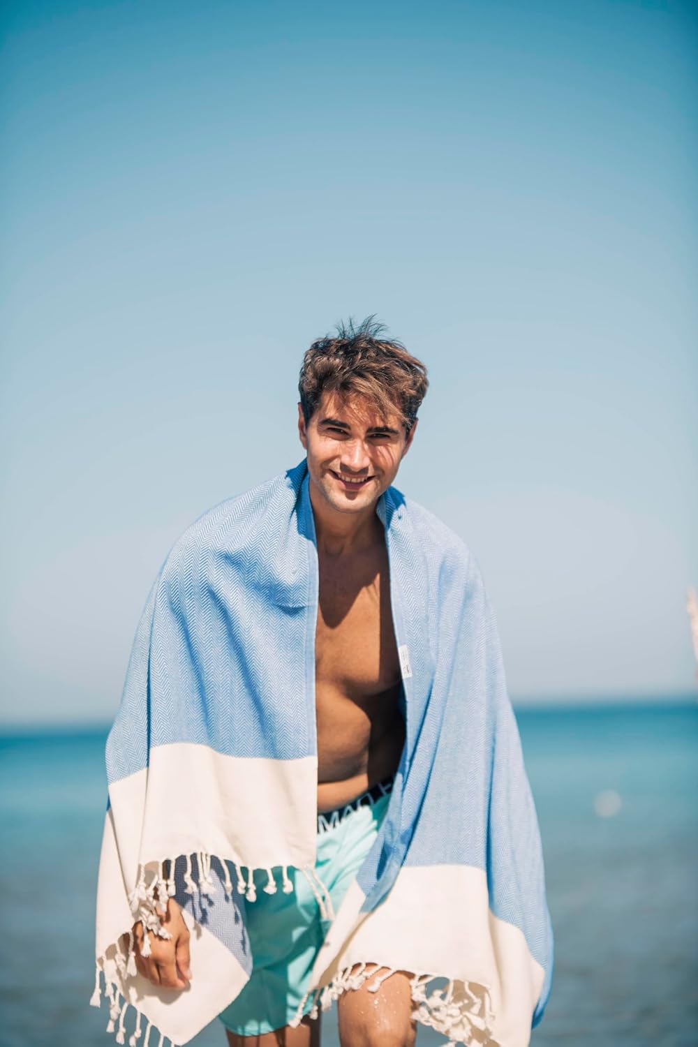 Bazaar Anatolia Turkish Beach Towel – 100% Cotton, Quick Dry, Lightweight and Sand Free – Perfect for Bathroom, Travel, Yoga, Camping, Oversized 71x39 inches - Diamond Black - Colors B