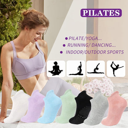 loudashuaiqi Grip Pilates Socks Non Slip Athletic Yoga Socks with Grips for Women Grippy socks for Hospital Workout Barre