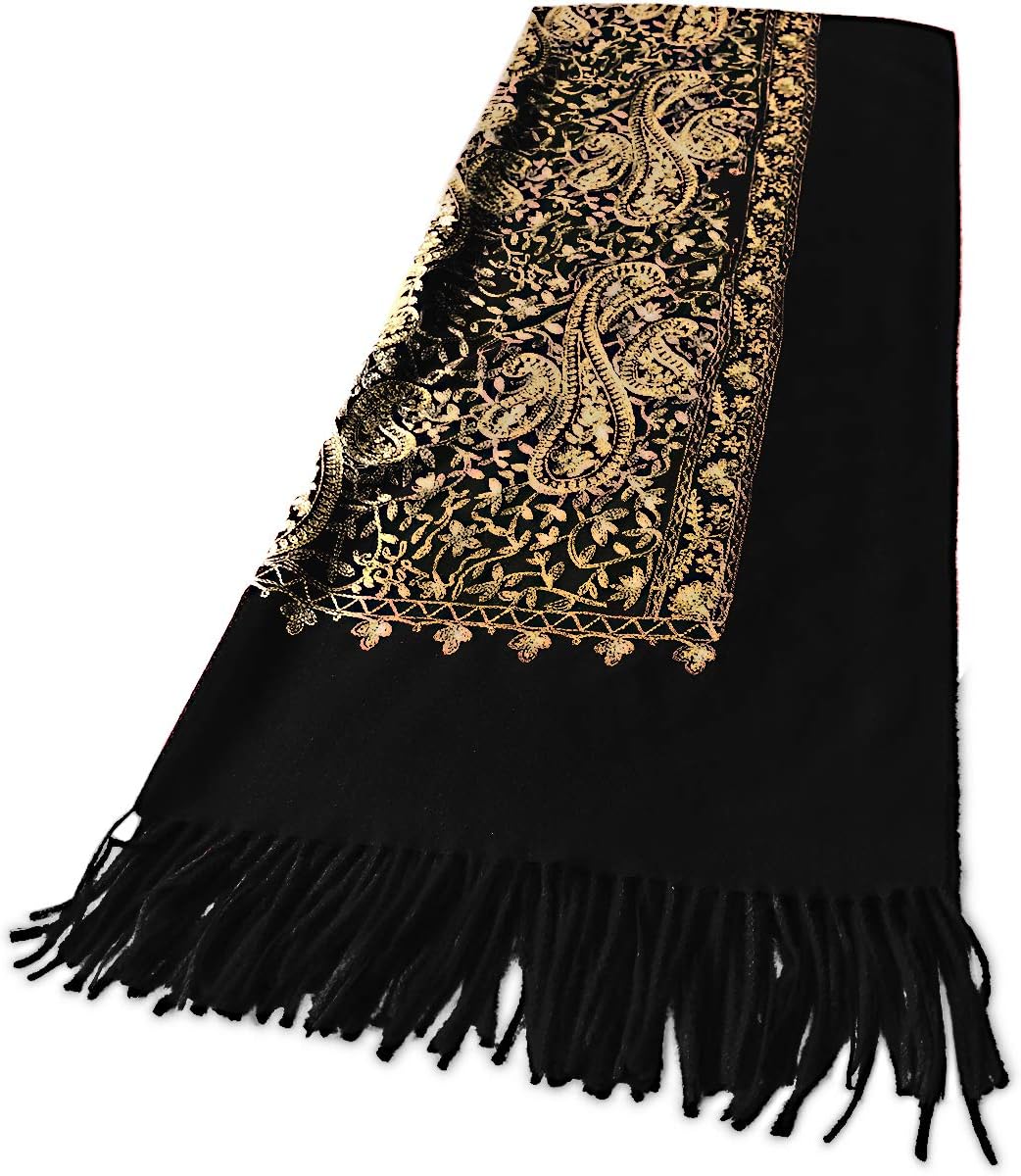 Urban CoCo Women's Embroidered Oversize Tassel Shawl Scarf Wraps for Women