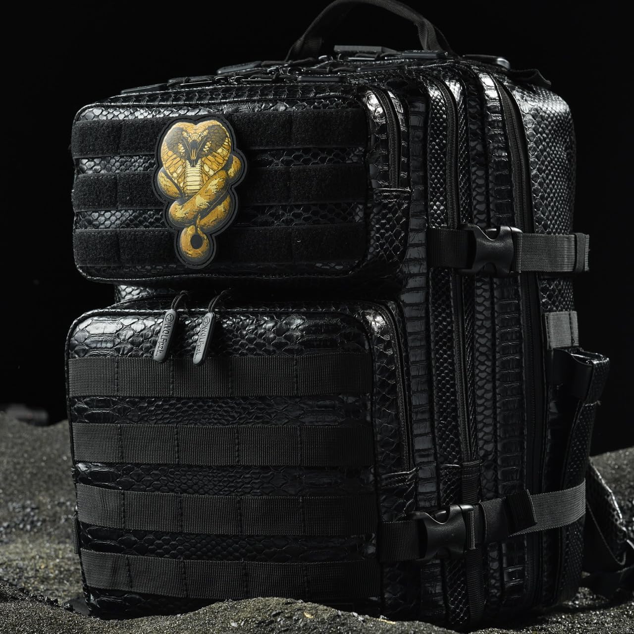 WOLFpak 35L Tactical Gym Backpack (Alpha Black) Durable 1000D Waterproof Oxford Material with MOLLE Webbing, Laptop Pocket & Dual Cup Holders, Durable Fitness/Travel/Military Daypack
