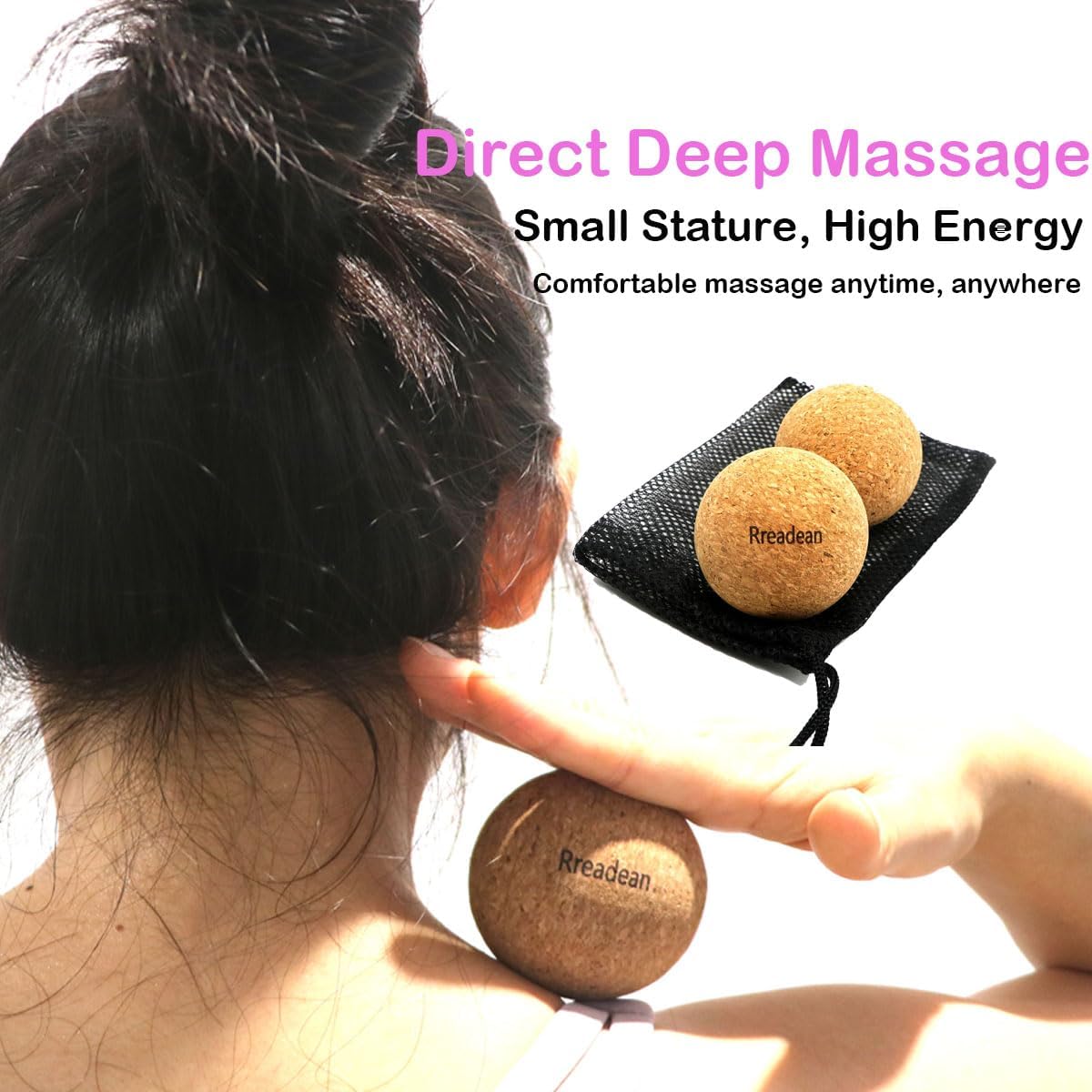 Cork Massage Ball Set for Fascia Release After Exercise, Yoga,Trigger Point Therapy, Relax Muscles, and Relieve Stress,Set of 3 （5.4"*2.4"+2.4"+1.7" Lacrosse Massage Balls