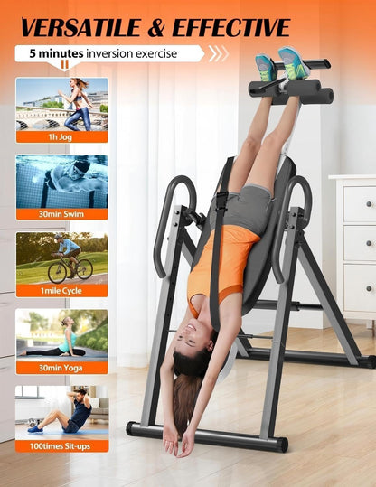 YOLEO Gravity Inversion Table for Back Pain Relief 2026 New Inversion Table w/Lumbar Support Easy to Assemble Back Stretcher Machine 300 lbs