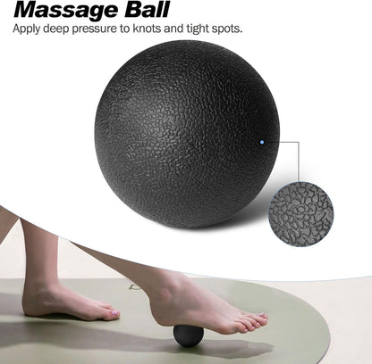 JOYENERGY 5 in 1 Foam Roller Set High Density Foam Roller Patented, Massage Stick, Massage Ball, Resistance Band for Deep Muscle Massage Pilates Yoga, Fitness for Trigger Point Release