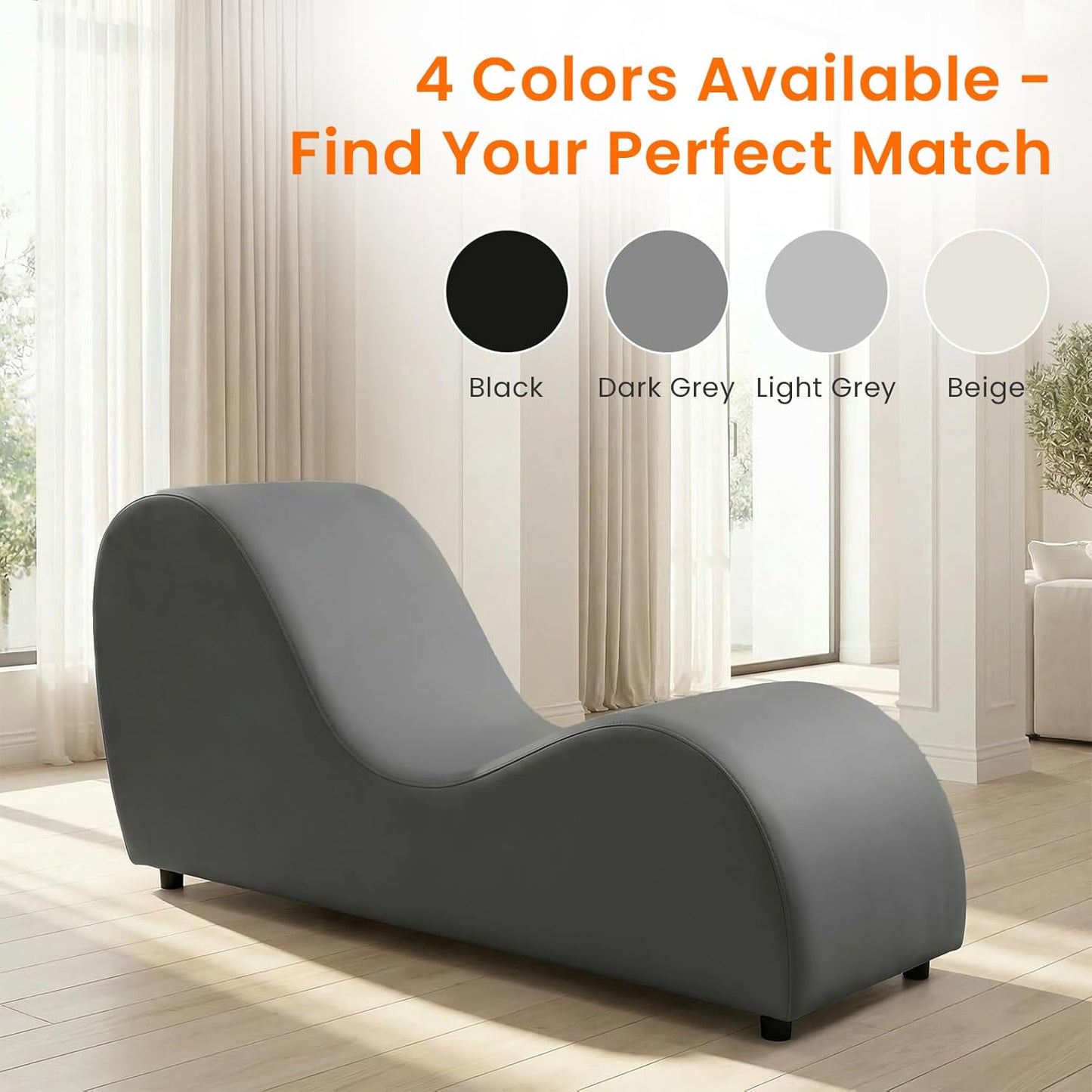 ijuicy Yoga Chair - Velvet Ergonomic Chaise Lounge, Stretching Relaxation Exercise Meditation Chair, Compact 60x18x27 Inches-Dark Grey