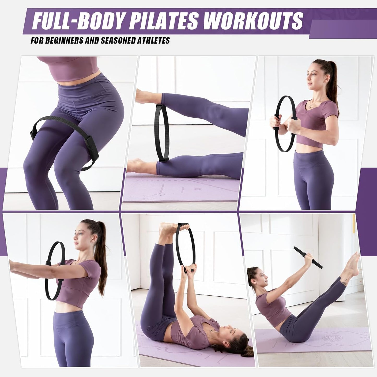 Krightlink Pilates Ring Circle, 14" Magic Circle Pilates Rings for Focusing on Toning Inner Thighs, Arms, and Core, Fitness Exercise Ring Workout Ring for Yoga and Pilates