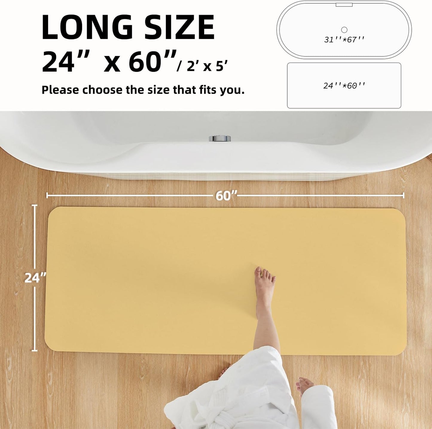 TYUU Bath Mat, Bathroom Rugs Non Slip Washable Thin Absorbent Quick Dry Bath Mat Fits Under Door Bathroom Floor Mat Perfect for Bath, Shower, or Sink 24"x36" Dark Grey