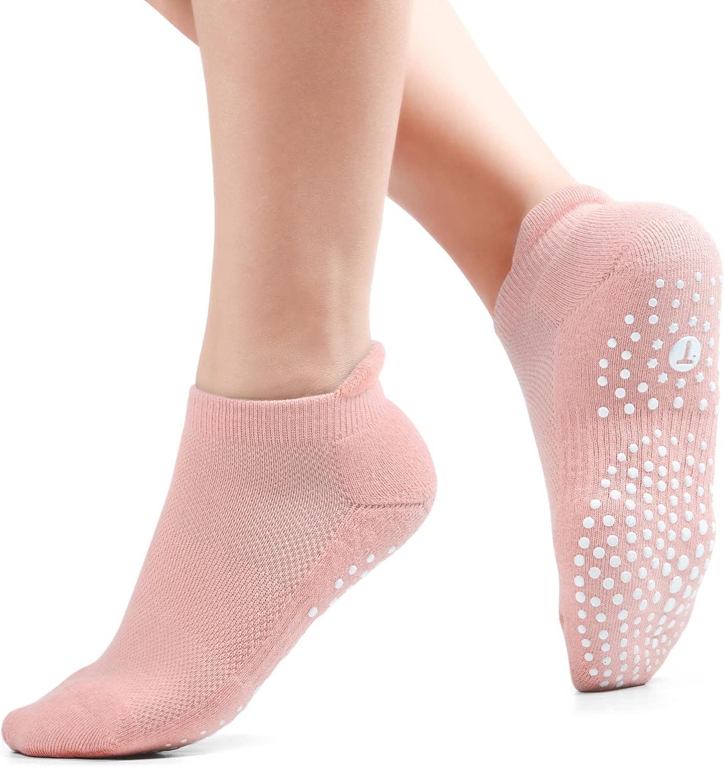 Toes Home Pilates Socks for Women, Cushioned Ankle Grippy Non Slip Socks for Yoga, Hospital, Barre, Home Slipper 2/4 Pairs