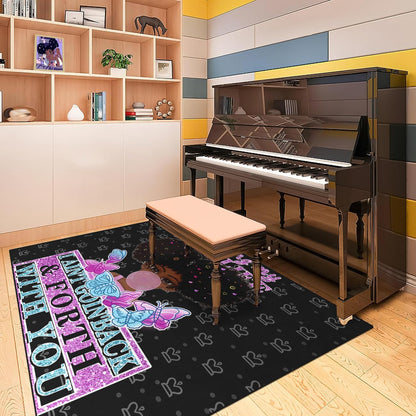Black Girl Area Rug for Bedroom African Black Girls Floor Rugs for Living Room Playroom Cartoon Art Home Decor Soft Yoga Mats for Women Afro Purple 47" x 31" (2.7 x 3 Feet)