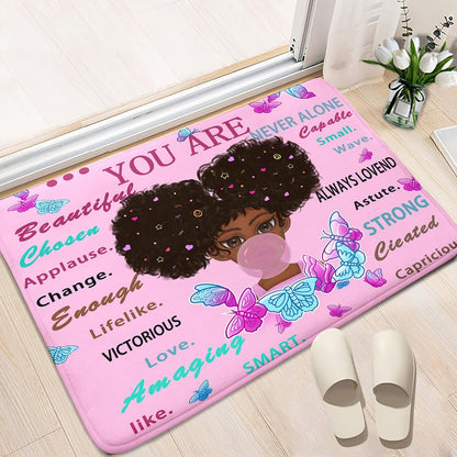 Black Girl Area Rug for Bedroom African Black Girls Floor Rugs for Living Room Playroom Cartoon Art Home Decor Soft Yoga Mats for Women Afro Purple 47" x 31" (2.7 x 3 Feet)