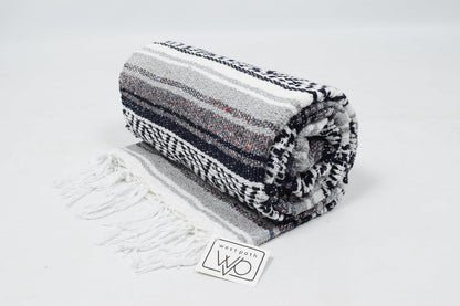 Open Road Goods Blue Mexican Blanket - Authentic Serape Falsa Blanket - Handmade