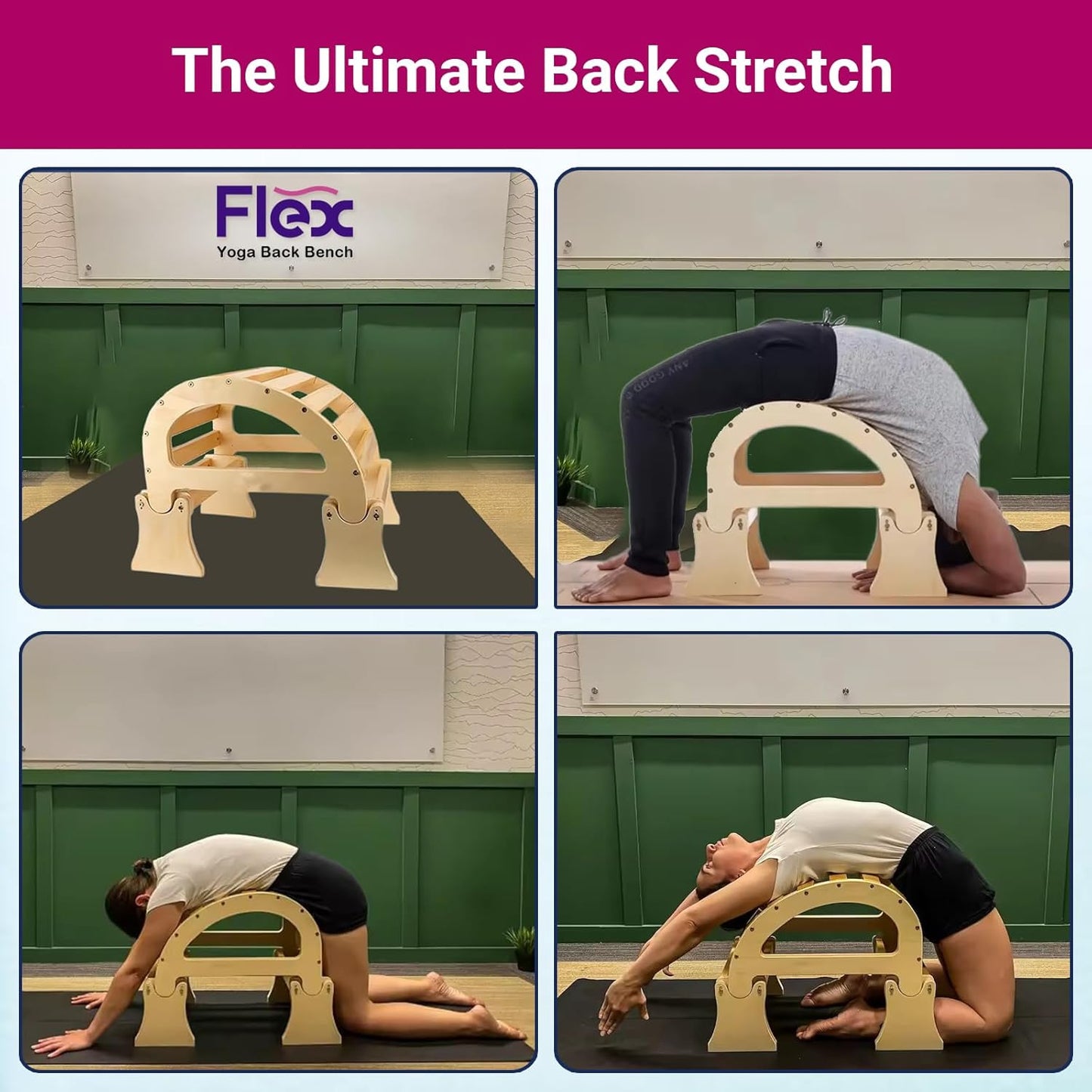 Flex - Yoga Back Bench | Elevate Your Stretch with Anatomical Bends, Ergonomic Support, and Durable Construction for Ultimate Comfort and Flexibility, Sandal