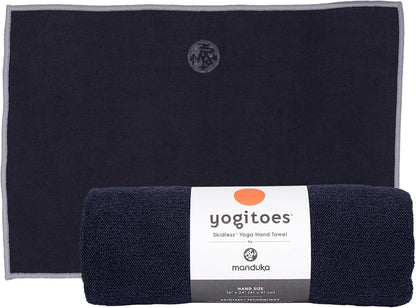 Manduka Yogitoes Yoga Hand Towel - 16" | Moisture Activated Grip | Patented Silicone Nubs | Highly Absorbent, Durable & Easy Care | Compact Size for Hot Yoga, Pilates | 16 x 24 Inches | Midnight