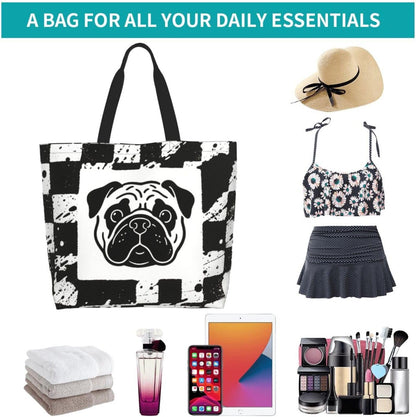 Tote Shoulder Bag Large Durable Reusable Eco-friendly Handbag Lightweight Stylish for Daily Use-19.7x15.7x5.9 Inch - Colors B