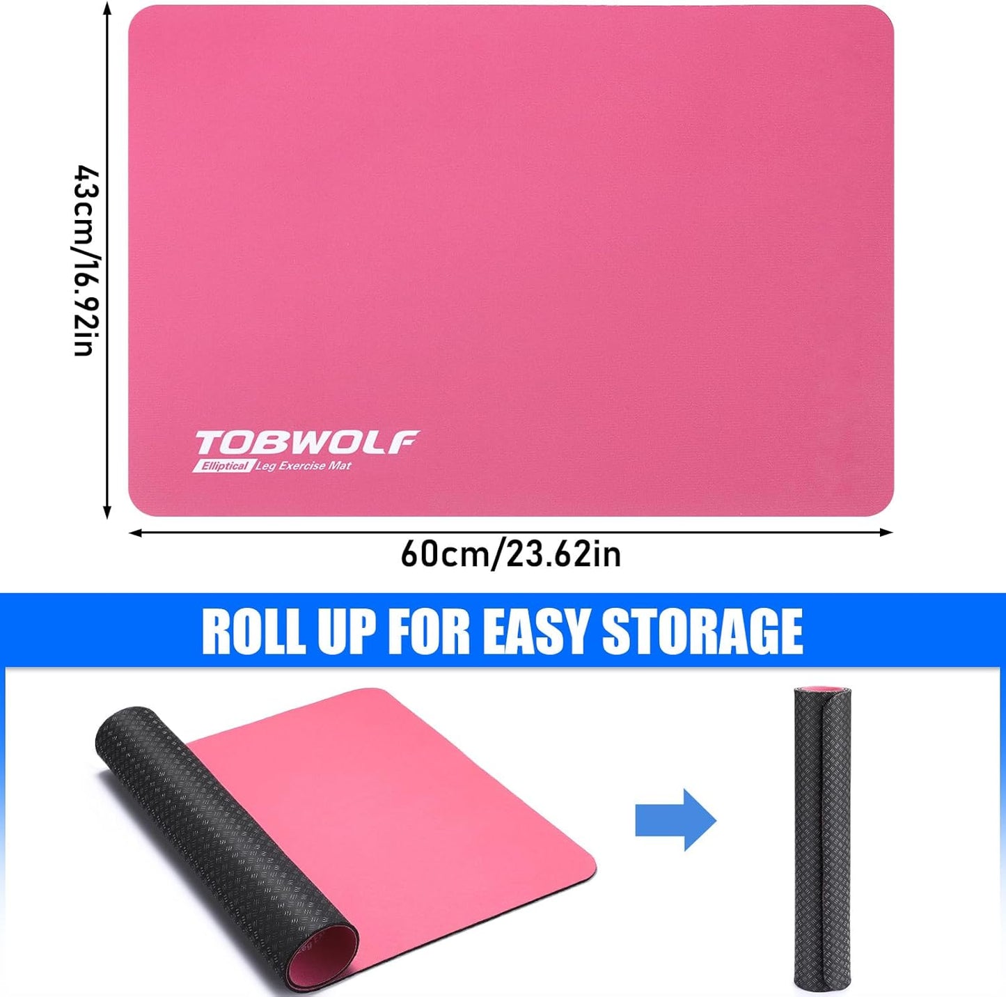 TOBWOLF Non-Slip Workout Mat for Ellipse Leg Exerciser, Ellipse Machine Mat, Exercise Mat for Under Desk Ellipticals, Suitable for Electric Seated Foot Pedal Exerciser, Stability & Floor Protection