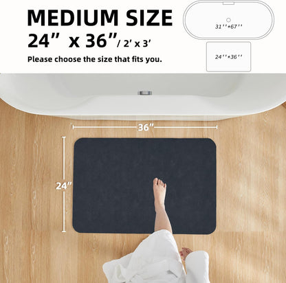 TYUU Bath Mat, Bathroom Rugs Non Slip Washable Thin Absorbent Quick Dry Bath Mat Fits Under Door Bathroom Floor Mat Perfect for Bath, Shower, or Sink 24"x36" Dark Grey