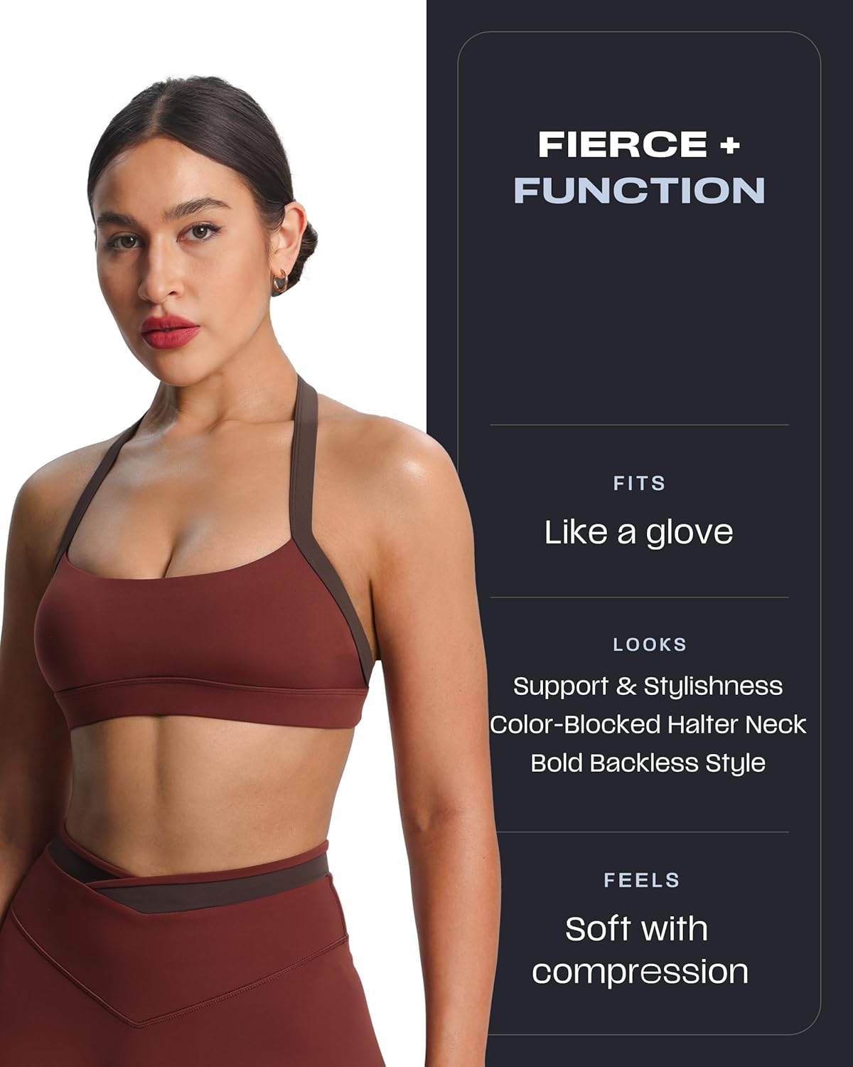 Aoxjox Women's Color Block Halter Workout Sports Bras Fitness Athletic Vanessa Bra Yoga Crop Tank