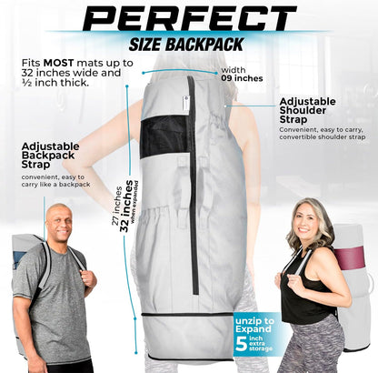 MAGNILAY Yoga Mat Bag - for Women and Men, Yoga Bag with Pockets and Adjustable Strap, Yoga Mat Carrier, Fits Mats Blocks and Yoga Accessories for Workouts, (32" L)