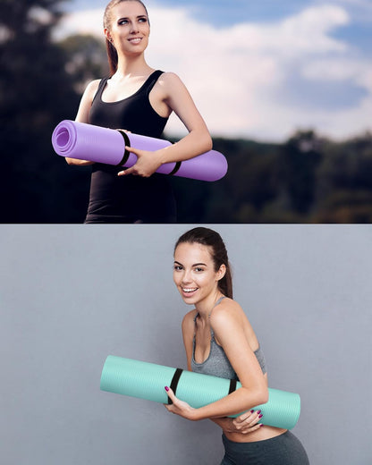 Woanger Yoga Mats (72x24) 3/8 Inch Thick Exercise Yoga Mat for Home Workout with Strap Non Slip Pilates Gym Supplies for Women Men