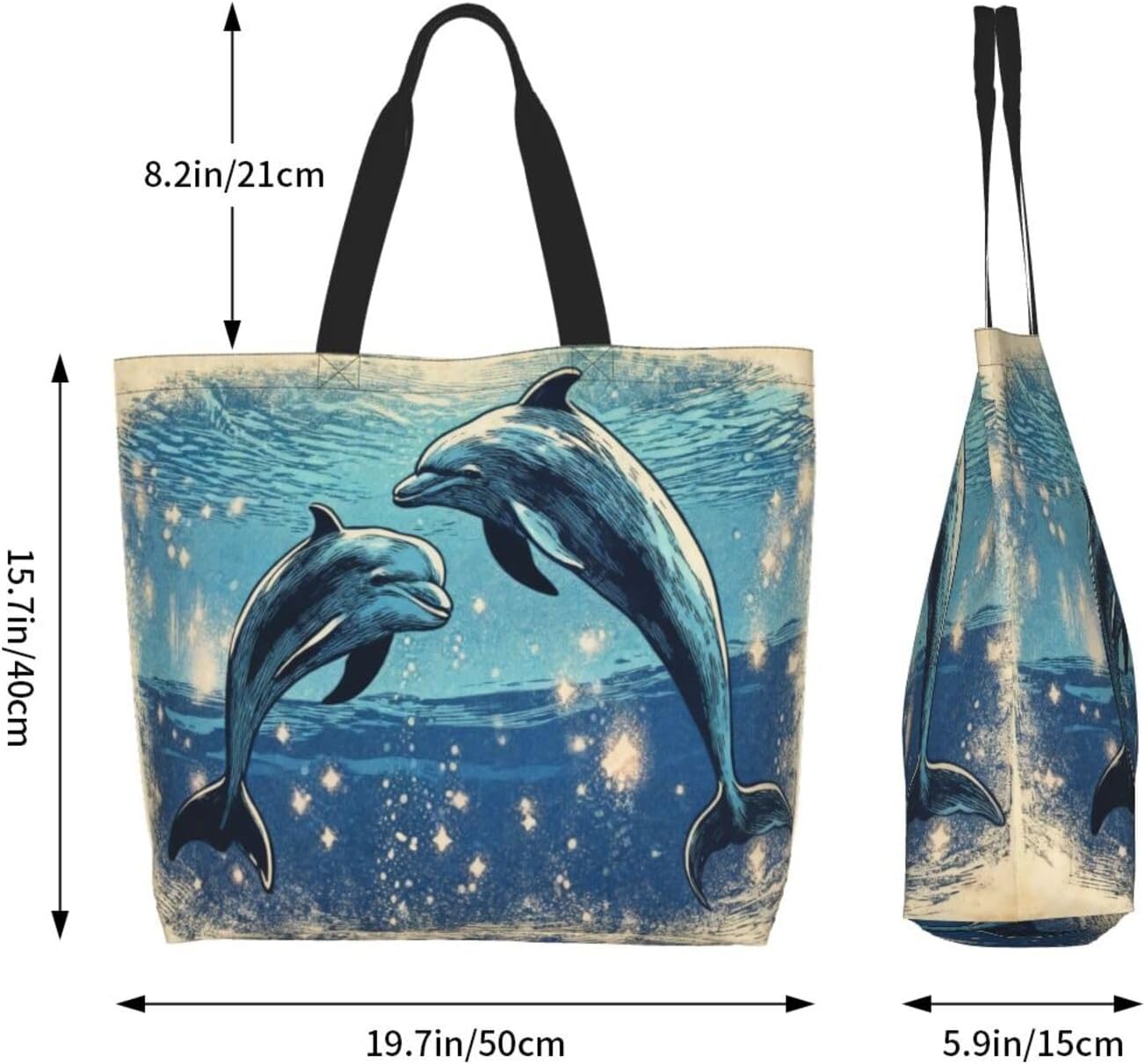 Tote Shoulder Bag Large Durable Reusable Eco-friendly Handbag Lightweight Stylish for Daily Use-19.7x15.7x5.9 Inch - Colors B