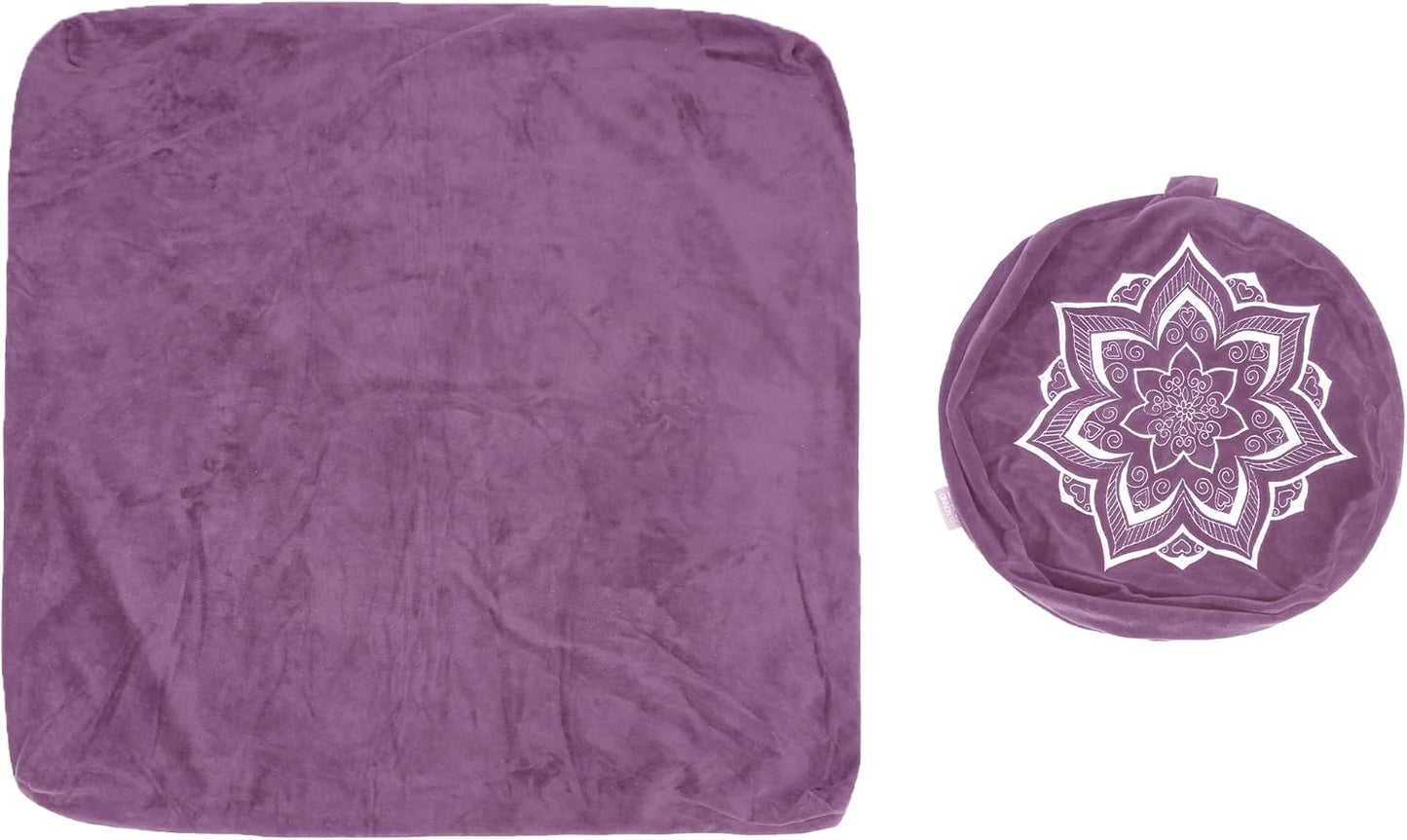 Meditation Zafu Cushion Set,Removable Machine-Washable Luxury Velvet Cover (Blue（Only Cover）)
