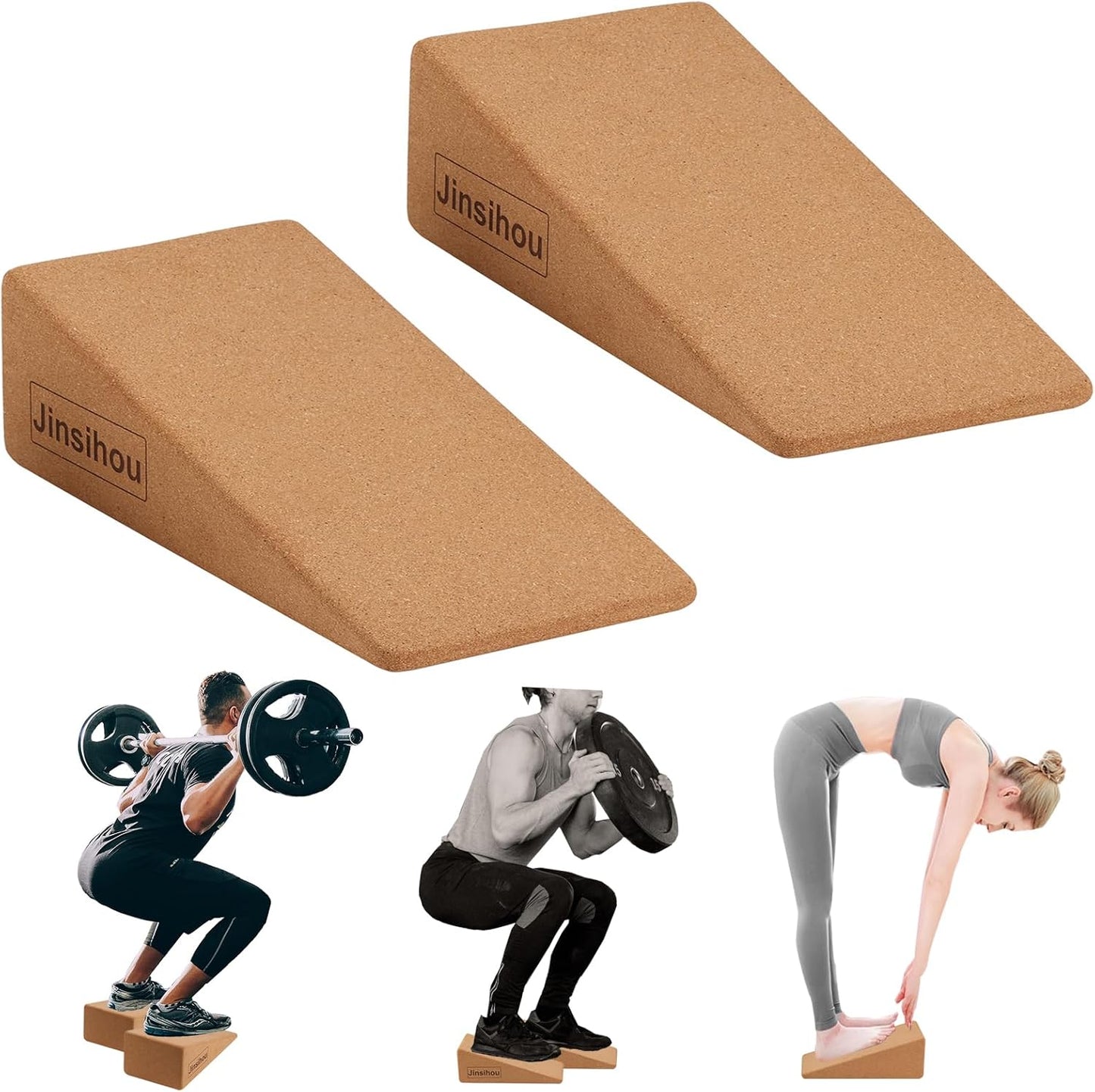 Squat Wedge Block Non-Slip Slant Board Calf Stretcher, 2pcs Ankle Knee Leg Stretcher, Heavy Duty Incline Ramp for Heel Elevated Squat, ATG Split Squat, deadlift, Lunge, Yoga, Pilates, Physical Therapy