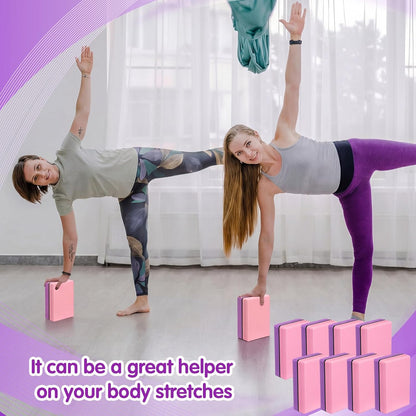 Silipull 8 Pack Yoga Blocks 9 x 6 x 2.8 Inch EVA Foam Pilates Blocks Pilates Stretching and Meditation Exercise for Home Workouts Dance Gymnastics Exercise Lightweight Yoga Supplies