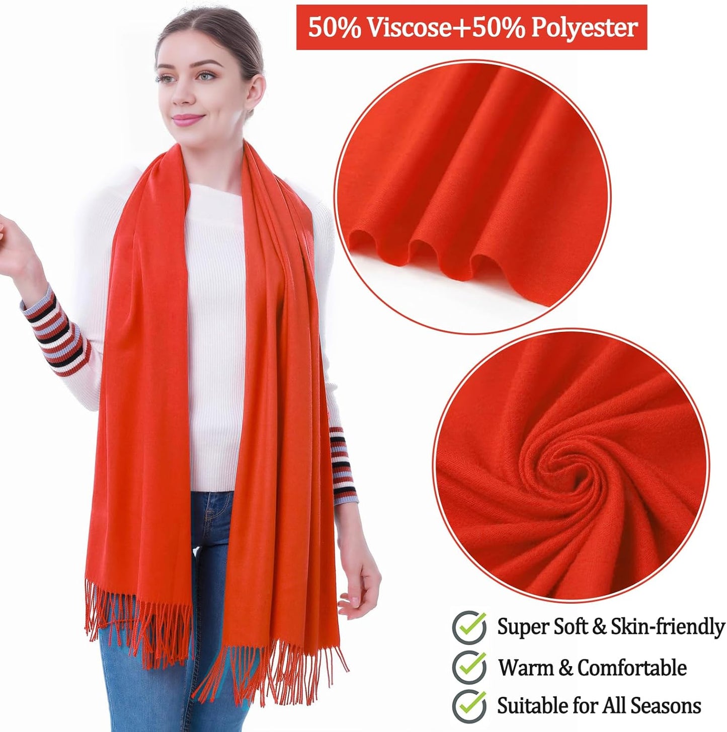 Pashmina Scarf and Shawl - Soft Women Pashminas Wrap for Wedding Evening Party dresses