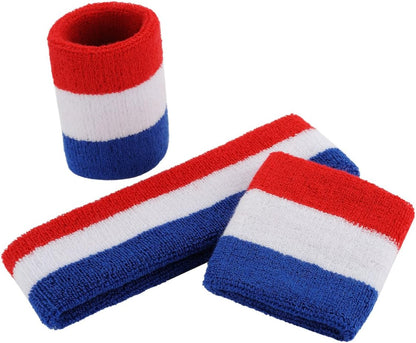 ONUPGO Sweatband Set Sports Headband Wristband Set Sweatbands Terry Cloth Wristband Wrist Sweatband Headbands Moisture Wicking Sweat Absorbing Head Band